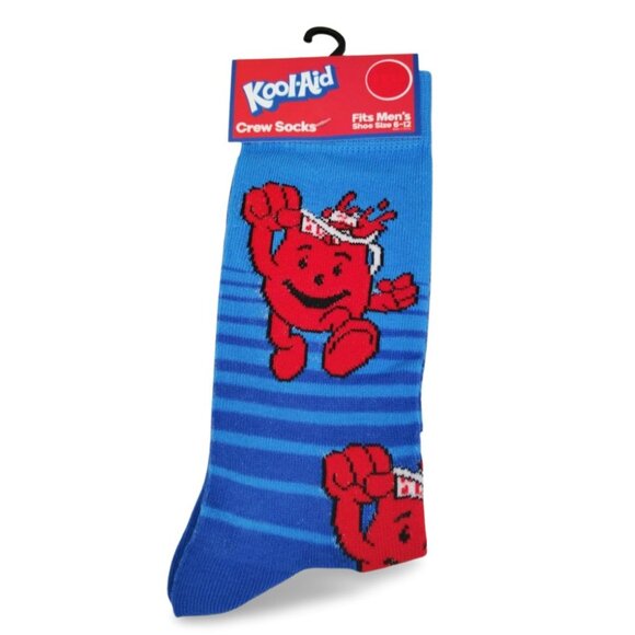 Retro Style Novelty "Hey Kool-Aid"  Red & Blue Kool Aid Adult Crew Socks YS1514 - Picture 1 of 3
